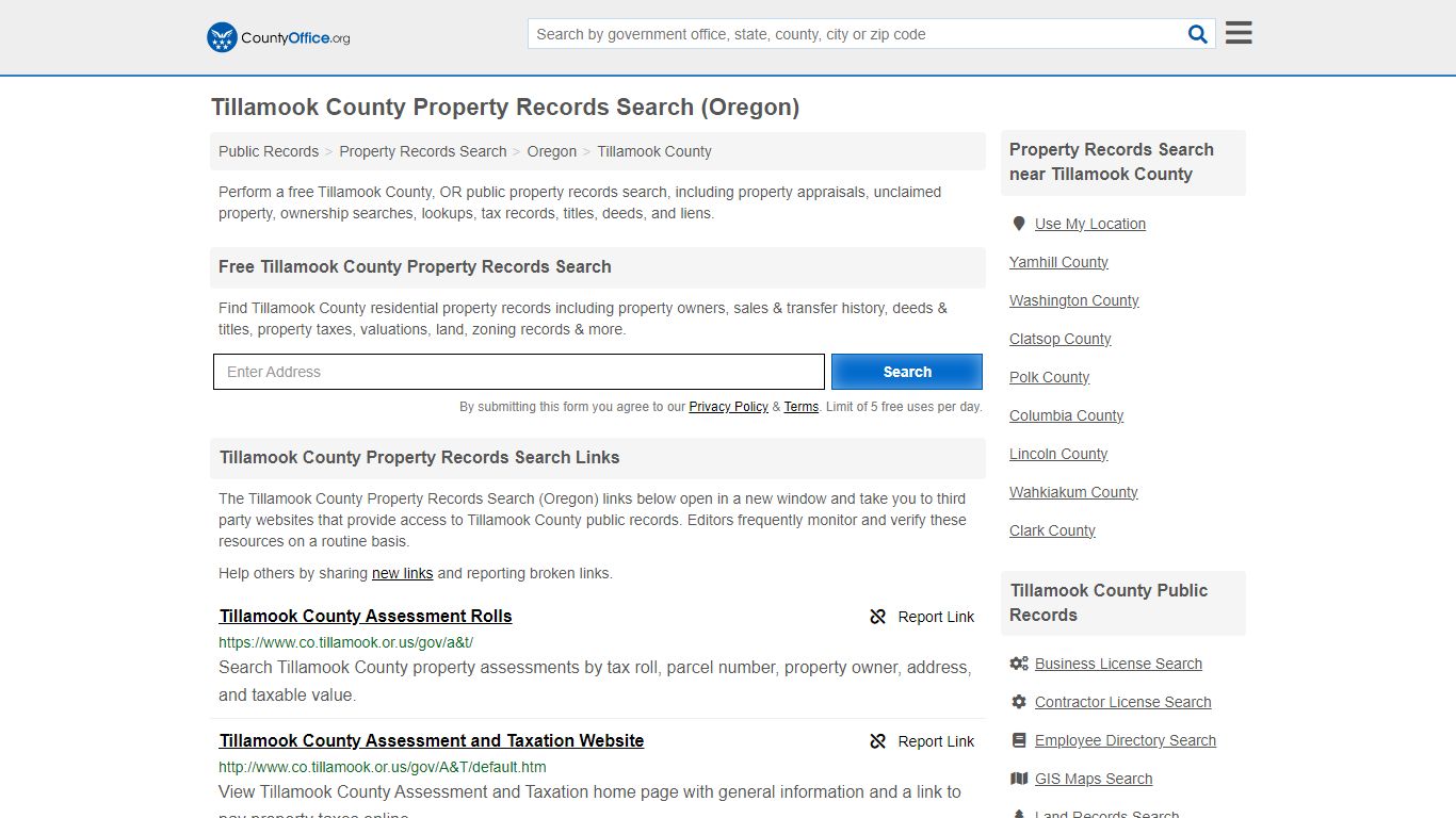 Tillamook County Property Records Search (Oregon) - County Office